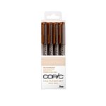 Copic Multiliner Coloured Marker Pen - sepia Set 4 pcs. assorted, For Art & Crafts, Colouring, Graphics, Highlighter, Design, Anime, Professional & Beginners, Art Supplies & Colouring Books