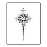 Simply Inked Compass Sword Semi Permanent Tattoo, Designer Semi-Permanent Tattoo for Girls Boys Men Women waterproof Sticker Size: 2.5 x 4 inch l Blue Black l 2g