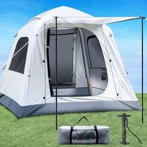 Yoking Easy Setup Inflatable Tent for Camping, 3-4 Person, Modern Style, Waterproof Oxford Air Tent with Hand Pump, 4 Season, 5.74ft Height, 6.89ft x 6.89ft Floor, Hunting, Climbing, Camping & Hiking