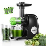 Juicer Machines, HOUSNAT Slow Masticating Juicers Whole Fruit and Vegetable, Professional Cold Press Juicer Extractor with Quiet Motor and Reverse Function Easy to Clean, Brush & Recipes Included