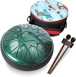 Ubblove Steel Tongue Drum 11 Notes 6 inch Handpan Drum Percussion Instruments with Mallets Bag for Meditation Musical Education Concert Party Gifts - Green