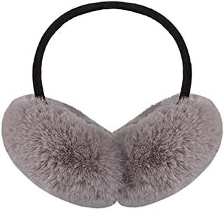 Surblue Unisex Foldable Earmuffs Warm Faux Furry Fleece Winter Outdoor, Gray