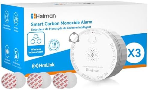 HEIMAN Carbon Monoxide Detectors, Interconnected, UL2034 5th Ed, C1-R,3Pack