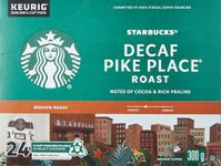 STARBUCKS PIKE PLACE Decaf Roast Medium Roast Ground Coffee K-CUP Pods 24 ct Box