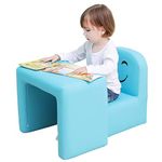 Emall Life Multifunctional Children's Armchair, Kids Chair and Table Set/Stool with Funny Smile Face for Boys and Girls (Blue)