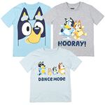 Bluey Little Boys 3 Pack Graphic T-Shirts Blue