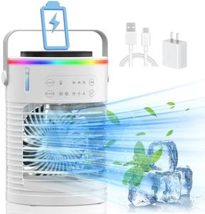 Battery Powered Portable Air Conditioners,Rechargeable Air Conditioner Fan with 6000mAh Battery,Personal Air Cooler with Mist,Timer & Light,Mini AC Unit Cooling Fan for Bedroom,Camping,Tent,Car