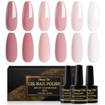 Shining She Gel Nail Polish Pink, 6 Colours Soft Pink Beige White Pastel Gel Polish Set Soak-Off UV/LED Nail Polish Gel Manicure Kit for Nail Art Salon Design DIY Home, 8ML