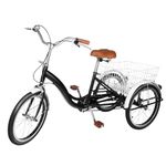 20 Inch Adult Tricycle with High-capacity Basket, High-Carbon Steel Frame, Adjustable Seat, Dual Brake System – Perfec, for Cycling, Picnics, Shopping or Other Outdoor Activities