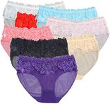 JK Home Transparent Lace Panties Stretch Low Waist Underwear Bikini Briefs for Women 6pcs-Random Color M