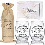 YLOVAN House Warming Gifts New Home, Housewarming Gift Stemless Wine Glass & Bottle Bag Set for Newlywed Couple, Women, Friends, Homeowner, Unique Home Realtor Clients (W-3)