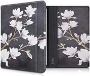 kwmobile Case Compatible with Kobo Forma Case - eReader Cover - Magnolias Taupe/White/Dark Grey