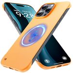 GRECAZO Magnetic Slim Case Fit for iPhone 16 Pro Phone Case 6.3"(2024) Ultra-Thin Lightweight Durable Frameless Matte Hard for MagSafe Cover Case with Pull Ring Shockproof Non Slip Rope-Orange