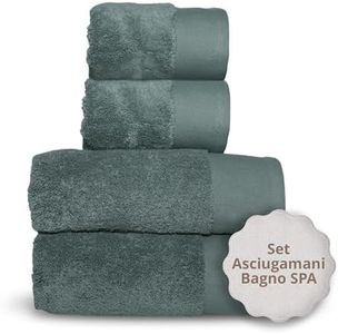 casaviva® Asciugamani Bagno SPA 100% Cotone Sublime 750 gsm Certificato Oeko-Tex Extra Morbido Extra Assorbente Agricoltura Ecosostenibile (Verde Salvia, set 2 viso + 2 ospite)