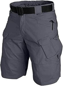 URBEST Tactical Shorts for Men Waterproof Breathable Quick Dry Hiking Fishing Cargo Shorts with Multi Pockets Grey L
