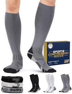 Pembrook 3 Pairs Compression Socks 20-30 mmHg - Compression Socks for Long Flights, Edema Compression Socks, Compression Socks for Flying, Black, Whi, Gray