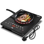 Jessier Portable Ceramic Hob, 2000W Plug in Electric Hob Single Zone, 30cm Cooktops for Hot Pot with 9 Power Levels, 4 Hour Timer, Safety Lock & Sensor Touch, Residual heat Remind, 220V-240V