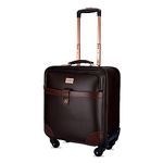 3G VACANZA Small Cabin Luggage (18 inch) 4 Wheels Vegan Leather Trolley Bag/Laptop Roller Case Unisex - Brown