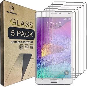 [5-Pack] - Mr.Shield for Samsung Galaxy Note 4 [Tempered Glass] Screen Protector [0.3mm Ultra Thin 9H Hardness 2.5D Round Edge] with Lifetime