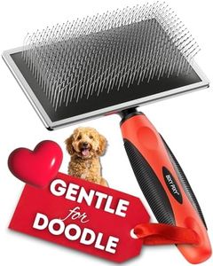 Bixy Pixy Dog Slicker Brush - Large - Protective Ball Tipped Pins Massages Pet Skin - Professional Groomer Dog Brush for Goldendoodle (Large)