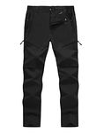 YSENTO Men's Cargo Hiking Pants Water Resistant 6 Zipper Pockets Ripstop 4-Way Stretchy Quick Dry Work Pants Black Size 36