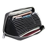 Women 36 Slots RFID Blocking Card Holder Large Long Leather Zipper Organizer Accordion Wallet,Black