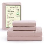 LANE LINEN RV Queen Sheets Set - 100% Organic Cotton Camper Sheet Sets - 15" Deep Pocket Fitted Sheet Camper Sheets - (Short Queen, Sepia Rose)