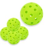 ZQuintuplian 5 PCS Pickleball Balls, Green Pickleball, Pickleball Balls Indoor with 40 Small Precisely Drilled Holes, Durable Pickle Ball for Game Training Sports Outdoor Indoor Accessories