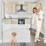 75 Inch Retractable Baby Gate Extra Wide Retractable Dog Gate Retractable Gates for Kids Retractable Mesh Gates for Dogs Baby Fence Play Area Garage Deck Hallway Doorways Stair Indoor Outdoor, White