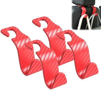 Amooca Car Seat Headrest Hook 4 Pack Hanger Universal Vehicle Car Storage Organizer for Handbag Purse Coat S Type Checkered Red