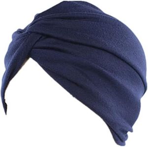 beauty YFJH Chemo Sleep Turban Headwear Scarf Beanie Cap Hat for Cancer Patient Hair Loss, Navy Blue, One Size