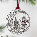 Solid Pewter Christmas Tree Ornament, 2023 DIY Craft Hanging Decoration, Double-Sided Handcrafted Hanging Pewter Christmas Ornament