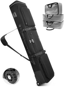 AUROTIER 10mm Padded Rolling Snowboard Bag with TSA Lock for Air Travel, 3 Extra TPU Bags, Flexible Storage for Snowboards, Helmets, Snow Jackets & Boots, Waterproof, Black