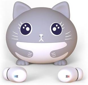 Kids Earbuds, 85dB Safe Volume, Kids Headphones Wireless with Cat Charging Case, Built with Microphones, 30H Long Battery Life, Light Weight, Good Sound Quality, Bluetooth Earbuds for School