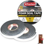 XFasten Black Foam Seal Tape, Self-Adhesive, 1/8" Thick 1/2-Inch x 20-Foot (3-Pack), High-Density Weather Strip Tape for Window, Door Insulation, Neoprene Insulation Foam Tape