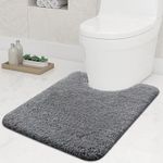 smiry U-Shape Toilet Mat, Extra Soft Pedestal Mat for Toilet, Absorbent Microfiber Toilet Bathroom Mats, 50 x 60 cm, Grey