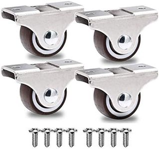 GBL 1" inch Small Caster Wheels Without Brakes + Screws - 90Lbs - Low Profile Castor Wheels Without Brakes - Set of 4 No Floor Marks Silent Casters - Mini Wheels for Cart