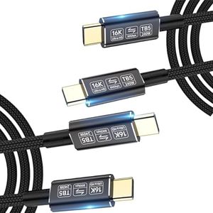 usb-c long cables Compatible with Thunderbolt 5 cable[2-Pack 6.6FT],Thunderbolt 4/3,80Gbps usb c data transfer cable ,usb 5 16k/8k video for monitors type c charger fast charging 240w/100w braided