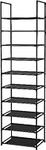 UrMsun 10-Tier Shoe Rack,Space Saving Shoe Storage Tall Shoe Rack Organiser Shelf Non-woven Fabric Shoe Tower for Closet Entryway Hallway Quick Assembly No Tools Required (10 Tier)