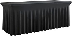 leegleri 1 Pack Black Spandex Fitted Table Clothes for 6 Foot Rectangle Tables, Wrinkle Free 6ft Spandex Table Cover, Spandex Table Skirt for 6FT Rectangle Tables-for Banquet Weddings Parties