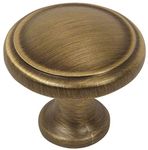 10 Pack - Cosmas 5982BAB Brushed Antique Brass Cabinet Hardware Round Knob - 1-1/8" Diameter