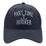 Part Time Hooker Hat Funny Fishing Hook Joke Cap Crazy Dog Novelty Hats for Fishers Soft Comfortable Funny Cap Black - Hooker Standard