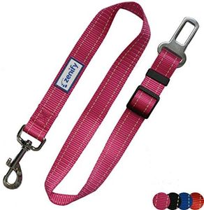 Zenify Dog Car Seat Belt Seatbelt Lead Puppy Harness - Heavy Duty Adjustable Carseat Clip Buckle Leash for Dogs Puppies Pets Travel - Pet Safe Collar Accessories Supplies Truck Safety Covers (Pink)