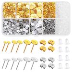 MAYCREATE® 2000 Pieces Earring Jewellery Making Kit 2 Color Earring Back Stopper And Stud Earrings Post Kit with 3 Sizes Stainless Steel Silicone Earring Backs with Storage Box