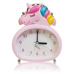 REGAL HOMEWARE Alarm Clock, Unicorn Twin Bell High-End Vintage Metal Alarm Watch with Night Light for Kid's Desk Shelves or Bedside Tables