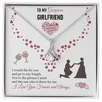 FABUNORA 925 Sterling Silver chain Pendant & Necklace Special Gift for Girlfriend, Pendant Set For Women With Message Card, White Gold Finish