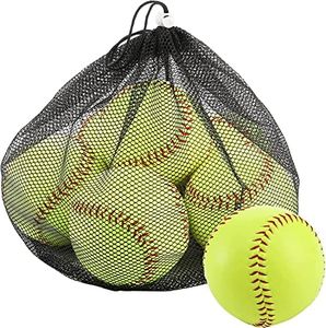 Tebery 6 Pack Yellow Sports Practice Softballs, 12-Inch Official Size and Weight Slowpitch Softball, Unmarked & Leather Covered Training Ball for Games, Practice and Training (Yellow)