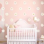 36pcs Daisy Wall Decal, White Daisy Wall Decals Easy to Peel and Stick Floral Vinyl Wall Stickers Daisy Wall Decor for Bedroom Nursery Living Room Home No Residue