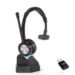 MAIRDI Wireless Headset with Microphone for PC, 5.2 Bluetooth Headset with Mic Noise Canceling for Truck Driver Office Call Center, 40H Play Time, Bluetooth Phone Headset for Teams Skype Zoom Jabber