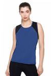 White Moon Women Sleeveless T-Shirt Top Polyester Elastane -Anti Bacterial-Round Neck- Colorblocked,Workout,Running & Yoga